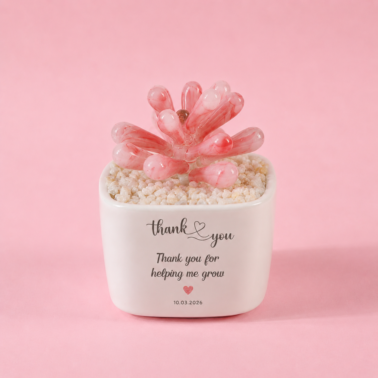 Glass Plant Pot – Personalized Name Mini Flower or Cactus Ornament, Teacher Appreciation Gift & Desk Decoration