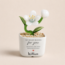 Glass Plant Pot – Personalized Name Mini Flower or Cactus Ornament, Teacher Appreciation Gift & Desk Decoration