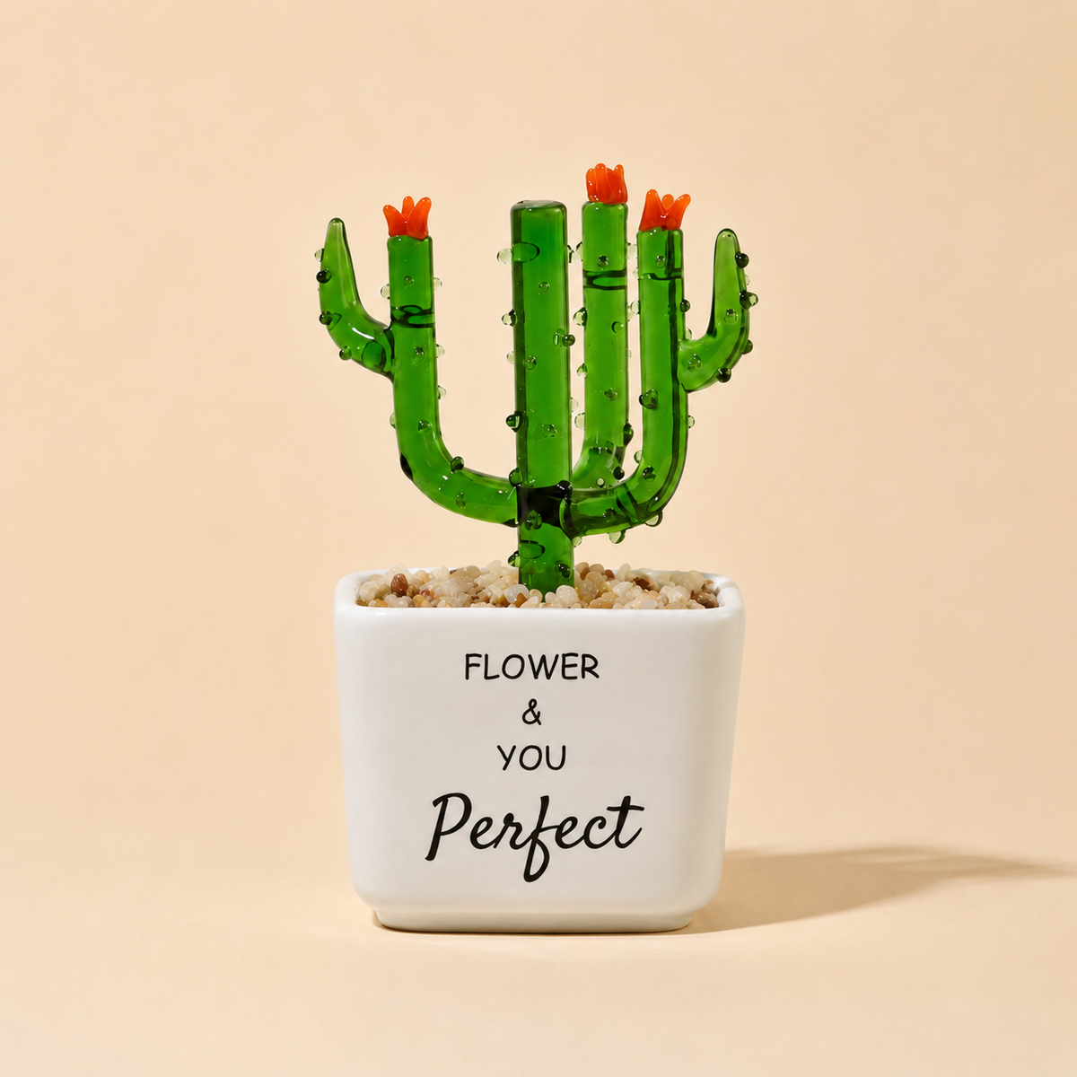 Glass Plant Pot – Personalized Name Mini Flower or Cactus Ornament, Teacher Appreciation Gift & Desk Decoration