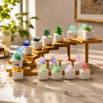 Glass Plant Pot – Personalized Name Mini Flower or Cactus Ornament, Teacher Appreciation Gift & Desk Decoration