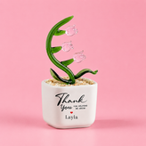 Glass Plant Pot – Personalized Name Mini Flower or Cactus Ornament, Teacher Appreciation Gift & Desk Decoration