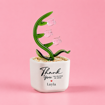 Glass Plant Pot – Personalized Name Mini Flower or Cactus Ornament, Teacher Appreciation Gift & Desk Decoration