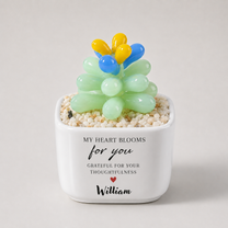Glass Plant Pot – Personalized Name Mini Flower or Cactus Ornament, Teacher Appreciation Gift & Desk Decoration