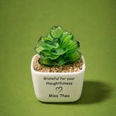 Glass Plant Pot – Personalized Name Mini Flower or Cactus Ornament, Teacher Appreciation Gift & Desk Decoration