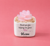 Glass Plant Pot – Personalized Name Mini Flower or Cactus Ornament, Teacher Appreciation Gift & Desk Decoration