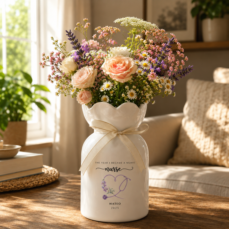 Custom Nurse Vase – Personalized Nurse Graduation Gift, RN Pinning Ceremony Gift & Custom Doctor Vase