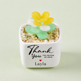 Glass Plant Pot – Personalized Name Mini Flower or Cactus Ornament, Teacher Appreciation Gift & Desk Decoration