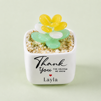 Glass Plant Pot – Personalized Name Mini Flower or Cactus Ornament, Teacher Appreciation Gift & Desk Decoration