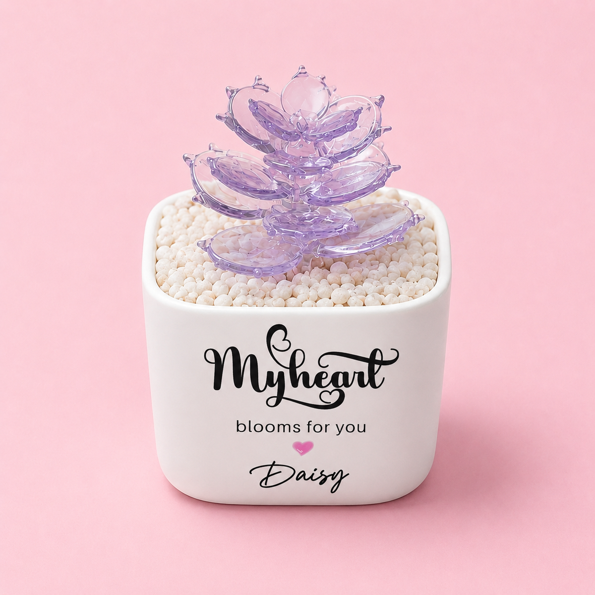 Glass Plant Pot – Personalized Name Mini Flower or Cactus Ornament, Teacher Appreciation Gift & Desk Decoration