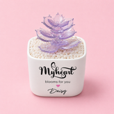 Glass Plant Pot – Personalized Name Mini Flower or Cactus Ornament, Teacher Appreciation Gift & Desk Decoration