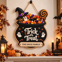 Personalized Trick or Treat Halloween Door Sign