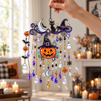 Halloween Pumpkin Witch Hat Wind Chime, Spooky Hanging Home Room Decor