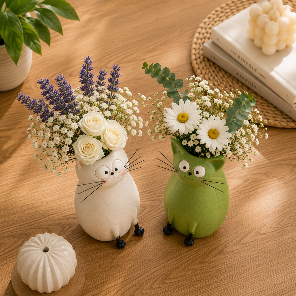 Quirky Cat Vase – Unique Cat Lover Gift & Whimsical Home Décor Accent
