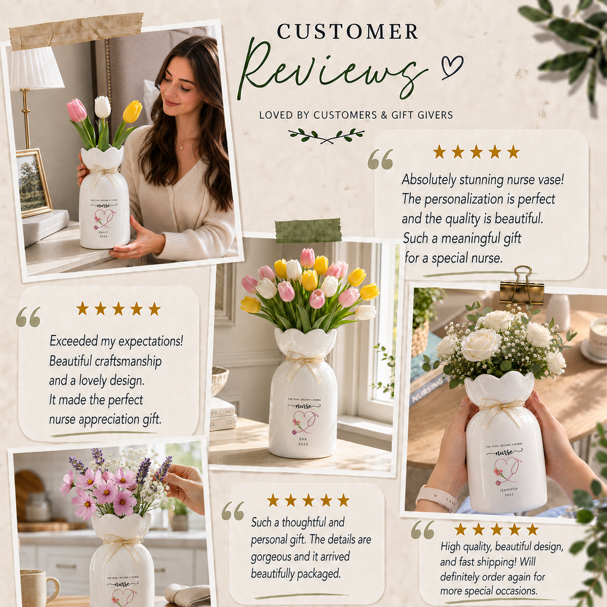 Custom Nurse Vase – Personalized Nurse Graduation Gift, RN Pinning Ceremony Gift & Custom Doctor Vase