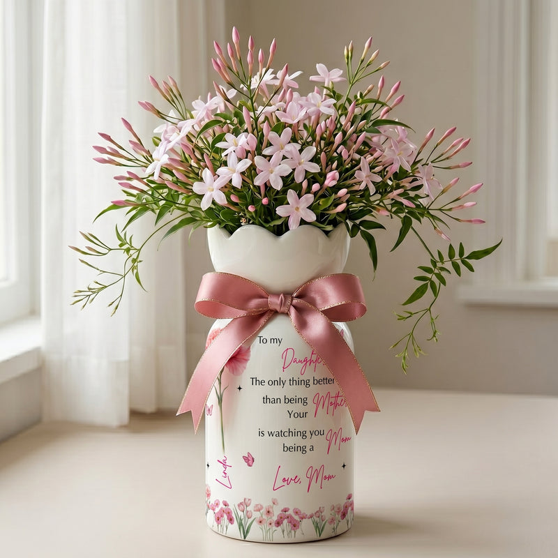 Personalized Daughter Flower Vase – Custom Mother Daughter Keepsake Gift