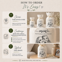 Personalized Mom Photo Flower Vase – Custom Portrait Ceramic Vase Gift for Mom