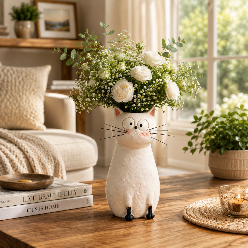 Quirky Cat Vase – Unique Cat Lover Gift & Whimsical Home Décor Accent