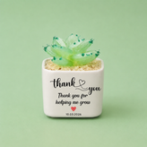 Glass Plant Pot – Personalized Name Mini Flower or Cactus Ornament, Teacher Appreciation Gift & Desk Decoration