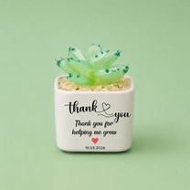 Glass Plant Pot – Personalized Name Mini Flower or Cactus Ornament, Teacher Appreciation Gift & Desk Decoration