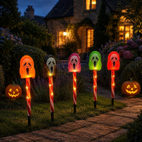 Halloween Solar-Powered Ghost Face Ground Lights for Garden Decoration