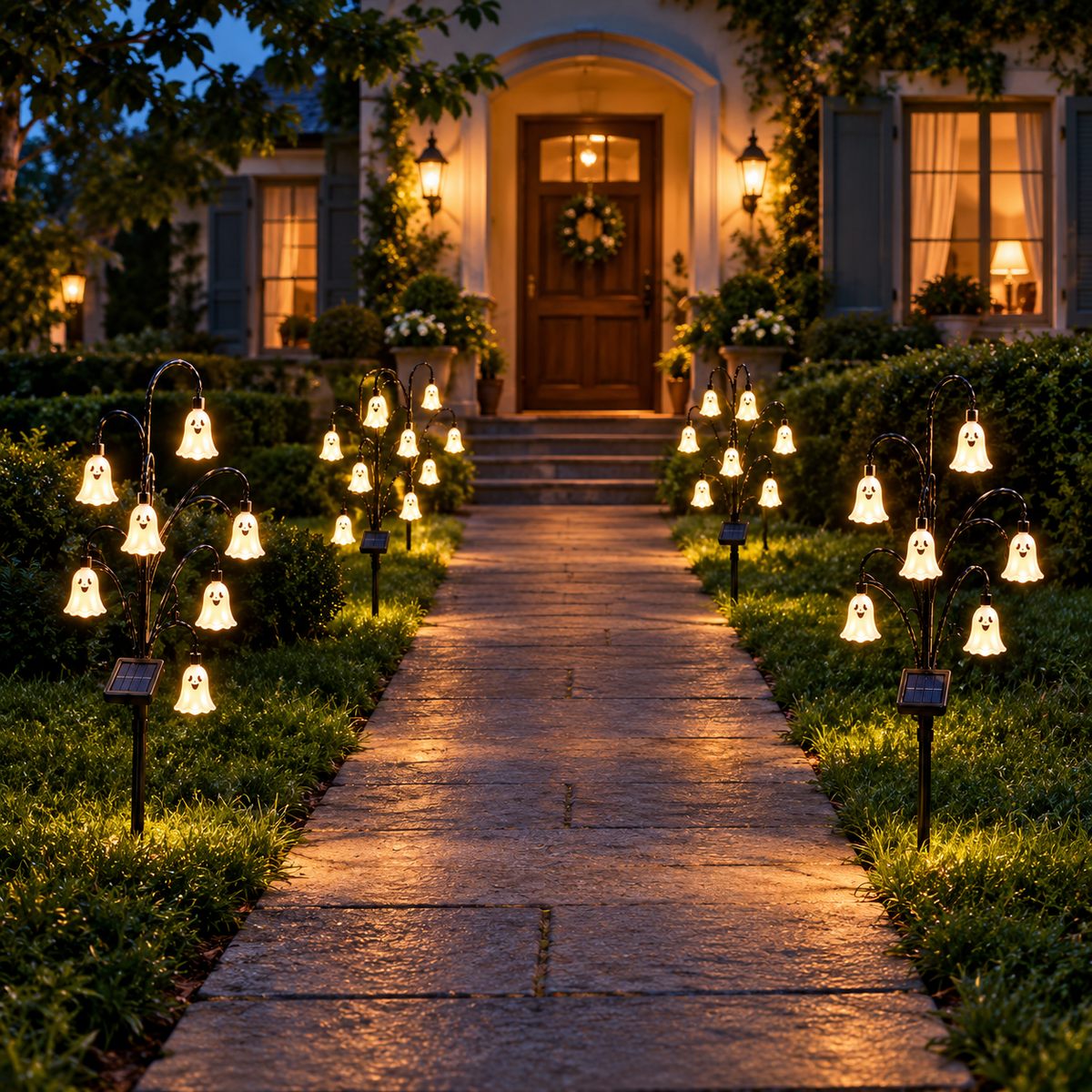 Halloween Ghost Tree Stake Light – Solar Powered Yard Path Lighting, Whimsical Porch & Lawn Holiday Ornament