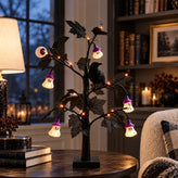 Halloween Black Lighted Tree with Crow & Eyeball Decor