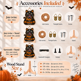 Halloween Witchy Cat Wooden Blocks – Set of 3 Spooky Shelf Sitters