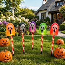 Halloween Solar-Powered Ghost Face Ground Lights for Garden Decoration