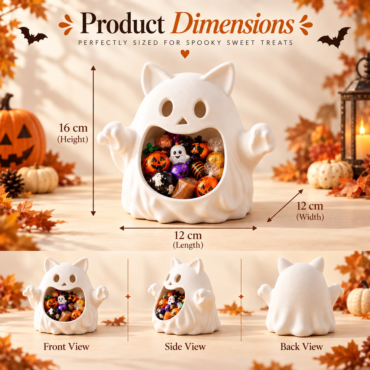 Halloween Ghost Candy Bowl – Cute Spooky Treat Holder for Halloween Displays