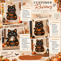 Halloween Witchy Cat Wooden Blocks – Set of 3 Spooky Shelf Sitters