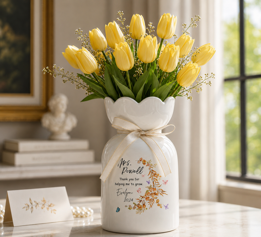 Custom Flower Pot Thank You for Helping Me Grow – Personalized Teacher Appreciation Gift