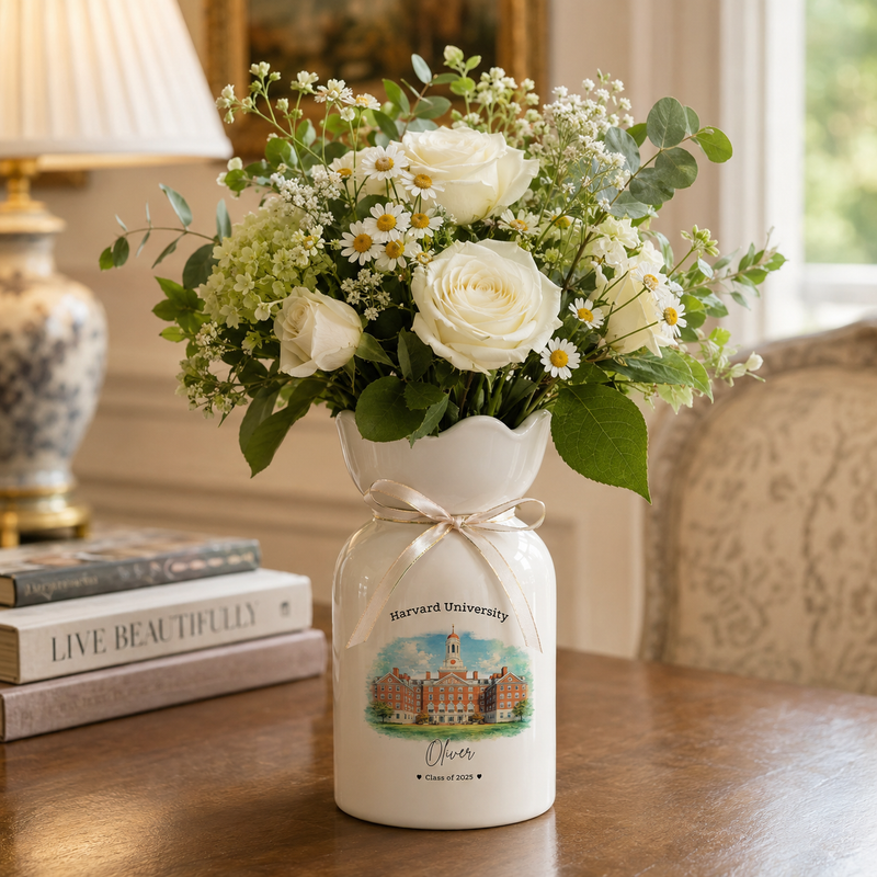Custom University Vase – Personalized College Graduation Gift, Class of 2026 Keepsake