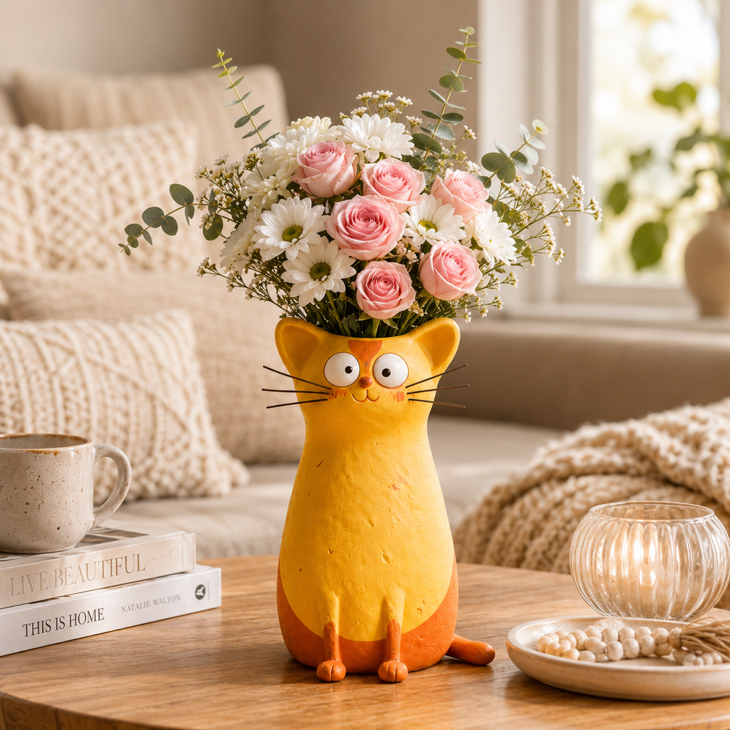 Quirky Cat Vase – Unique Cat Lover Gift & Whimsical Home Décor Accent