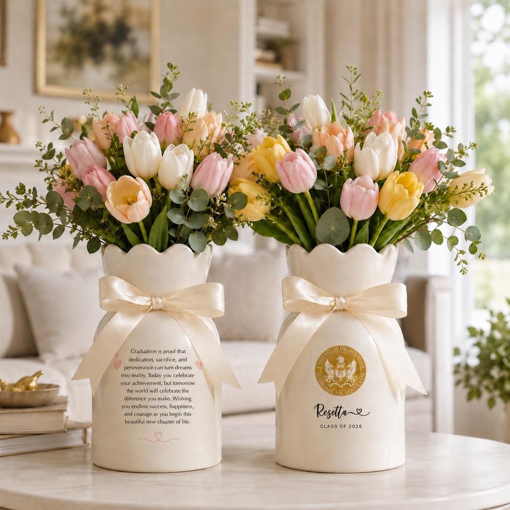 Personalized University College Graduation Gift Vase – Custom Class of 2026 Keepsake