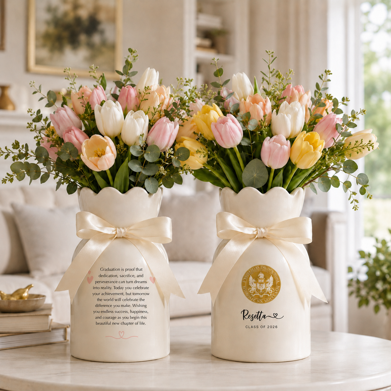 Personalized University College Graduation Gift Vase – Custom Class of 2026 Keepsake