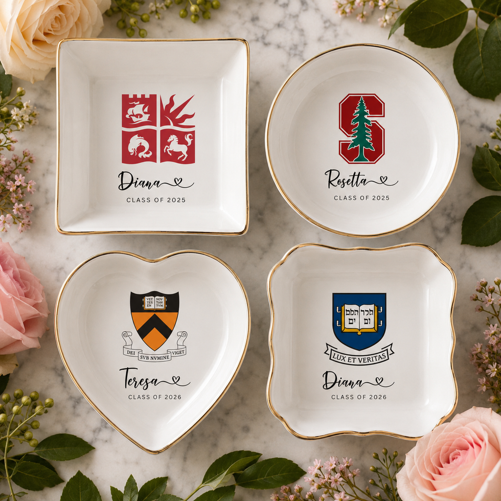 Personalised University College Graduation Gift Ring Dish, Custom Class of 2026 Keepsake