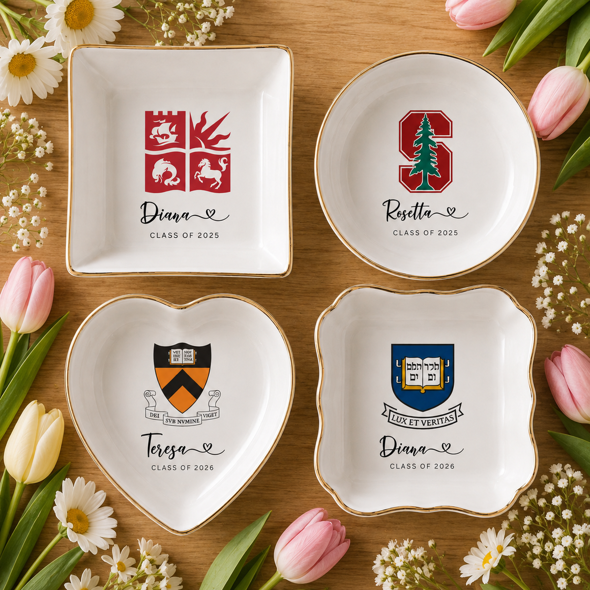 Personalised University College Graduation Gift Ring Dish, Custom Class of 2026 Keepsake