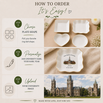 Personalized College Graduation Ring Dish, Custom University Keepsake Gift