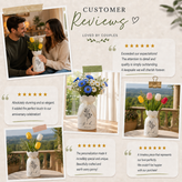 Custom Ceramic Botanical Flower Vase – Personalized Wedding Vase Gift for Couples