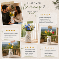 Custom Ceramic Botanical Flower Vase – Personalized Wedding Vase Gift for Couples
