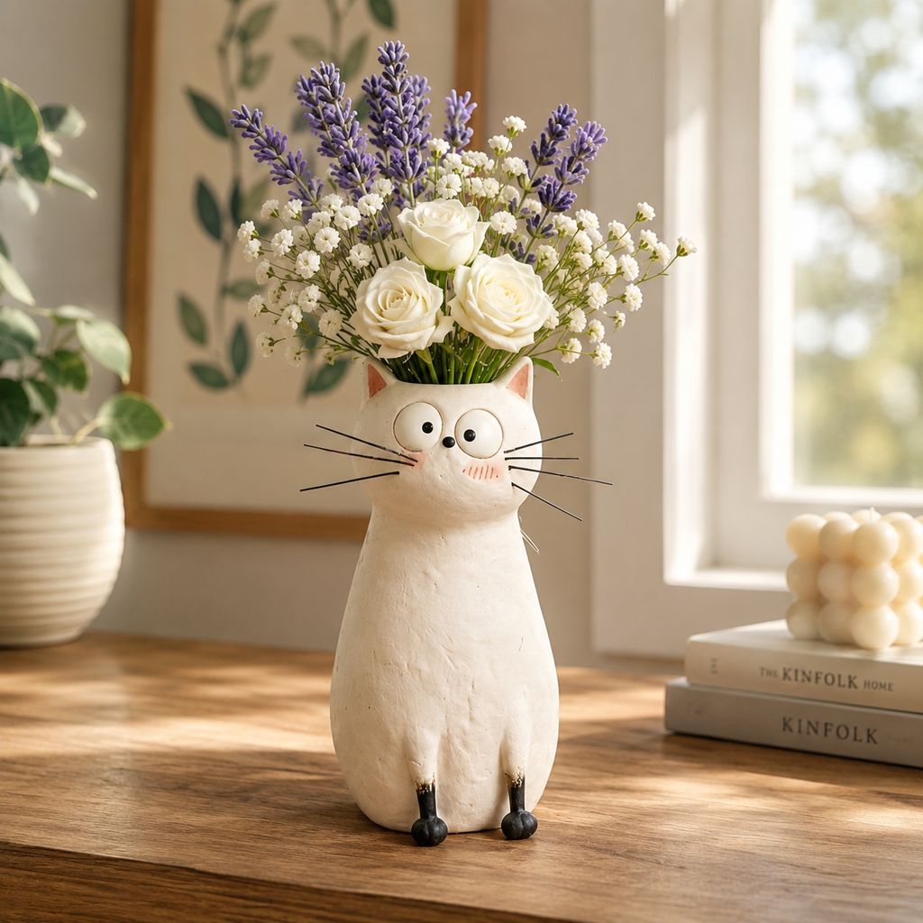Quirky Cat Vase – Unique Cat Lover Gift & Whimsical Home Décor Accent