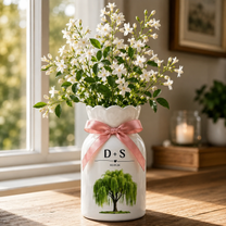 Personalized 9th Anniversary Willow Tree Flower Vase – Custom Ceramic Anniversary Gift for Wife & Couples