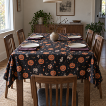 Spooky Halloween Witch Bat Pumpkin Tablecloth Decor