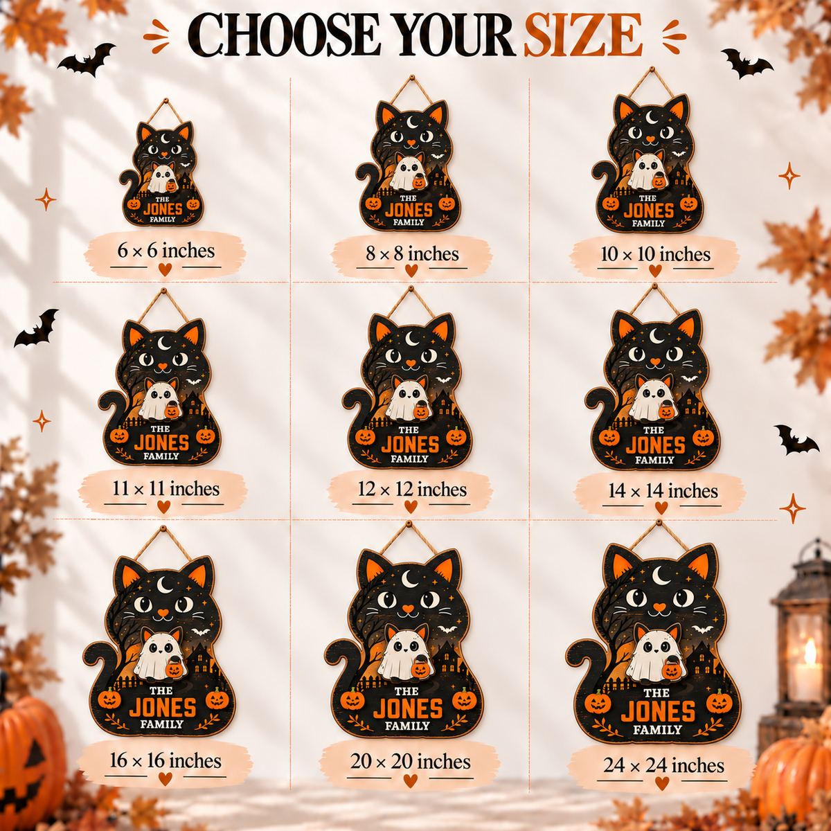Halloween Witchy Cat Wooden Blocks – Set of 3 Spooky Shelf Sitters