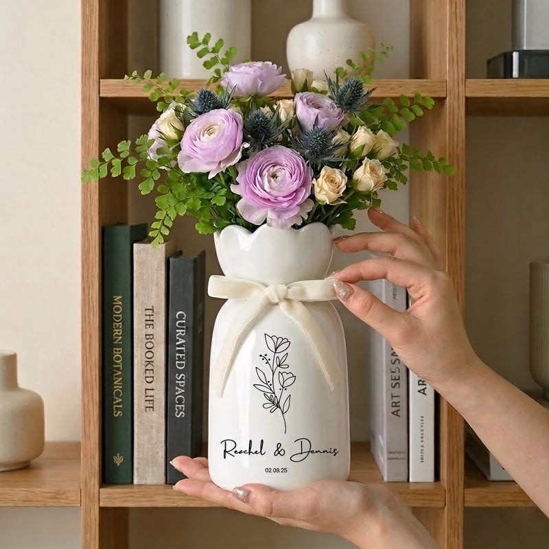 Custom Wedding Gifts Flower Vase – Personalized Engagement & Newlywed Couple Gift