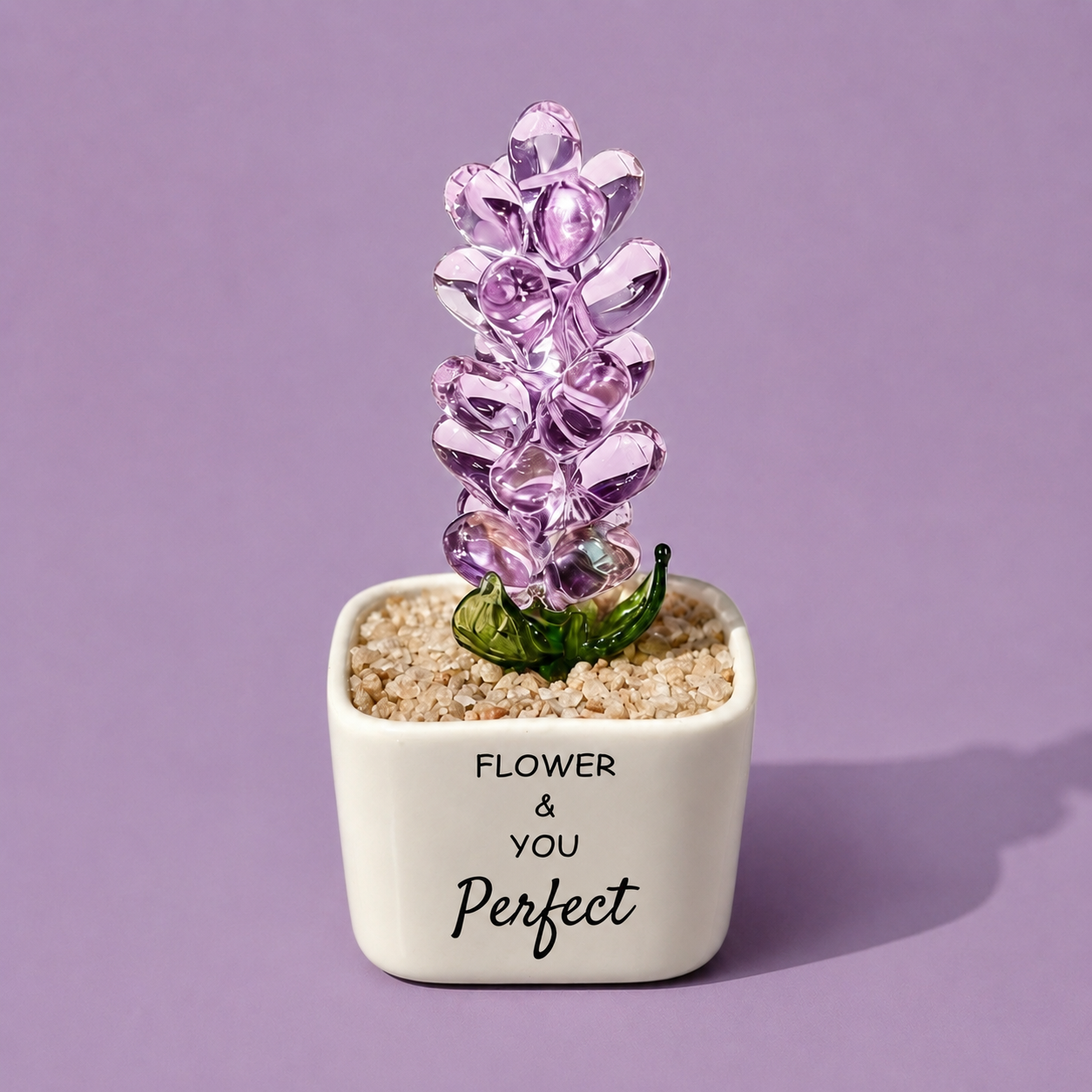 Glass Plant Pot – Personalized Name Mini Flower or Cactus Ornament, Teacher Appreciation Gift & Desk Decoration